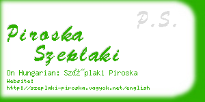 piroska szeplaki business card